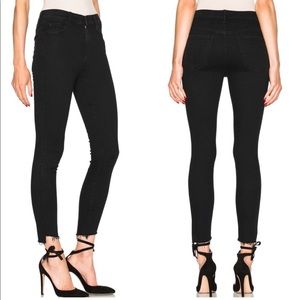 Mother Stunner Zip Ankle Step Fray Jeans Not Guilty Black High Rise Waisted 27